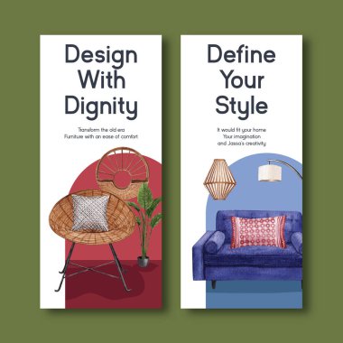Broşür ve broşür ve broşür için Jassa mobilya konsepti tasarımlı el ilanı şablonu