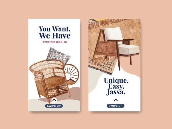 Instagram Template Jassa Furniture Concept Design Social Media Και Online — Διανυσματικό Αρχείο