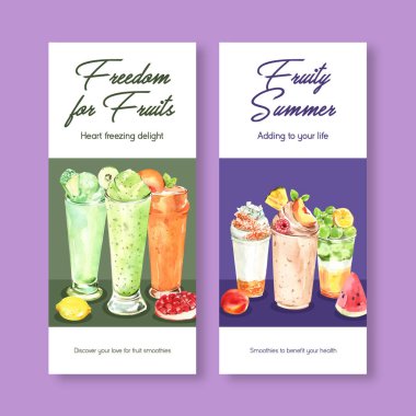 Broşür ve broşür ve broşür için el ilanı şablonu konsepti tasarımı ve suluboya vektör çizimi