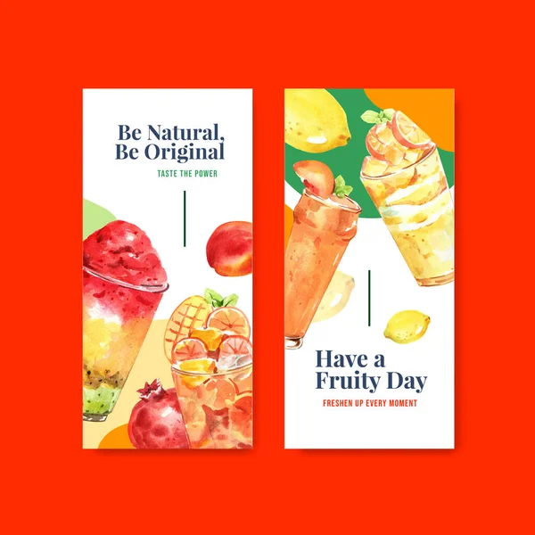 Flyer Template Met Fruit Smoothies Concept Ontwerp Voor Brochure Folder — Stockvector