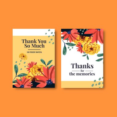 Davetiye suluboya vektör çizimi için fırça çiçekleri konsept tasarımı ile kart şablonu