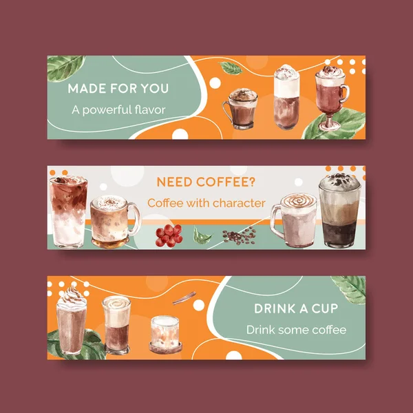 Banner Vorlage Mit Koreanischem Kaffee Stil Konzept Für Werbung Und — Stockvektor