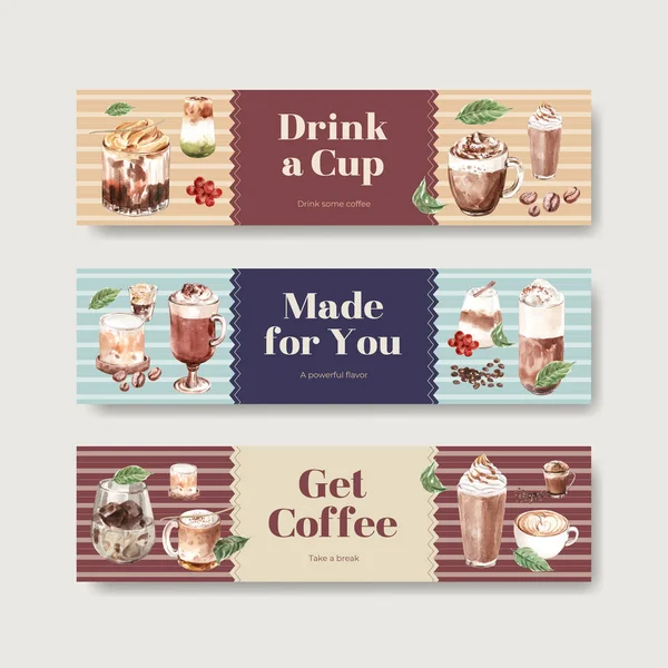 Banner Vorlage Mit Koreanischem Kaffee Stil Konzept Für Werbung Und — Stockvektor