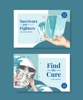 Sosyal medya ve online pazarlama suluboya vektör çizimi için dünya kanser günü konsepti tasarımı ile Facebook şablonu