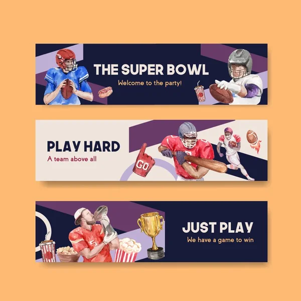 Banner Vorlage Mit Super Bowl Sport Konzeptdesign Für Werbung Und — Stockvektor