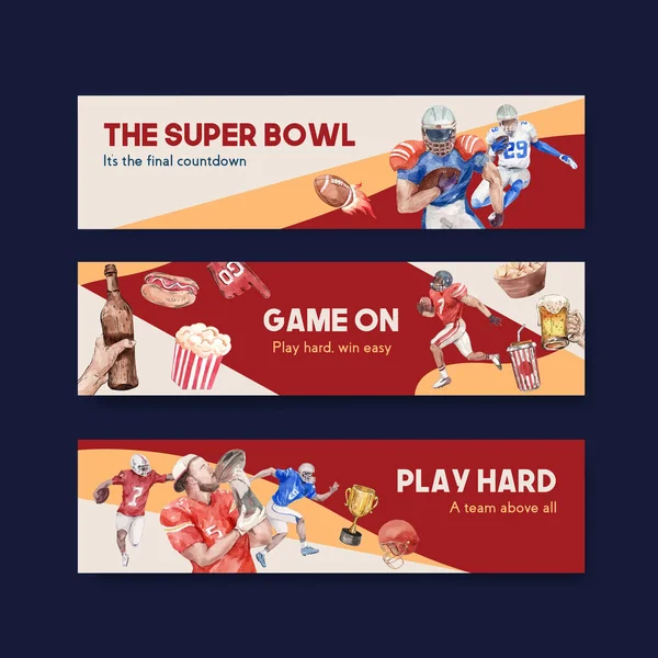 Banner Vorlage Mit Super Bowl Sport Konzeptdesign Für Werbung Und — Stockvektor