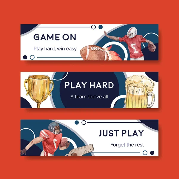 Banner Vorlage Mit Super Bowl Sport Konzeptdesign Für Werbung Und — Stockvektor