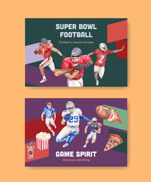 Plakatvorlage Mit Super Bowl Sport Konzeptdesign Für Werbung Und Marketing — Stockvektor