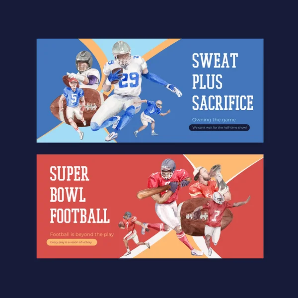 Plakatvorlage Mit Super Bowl Sport Konzeptdesign Für Werbung Und Marketing — Stockvektor
