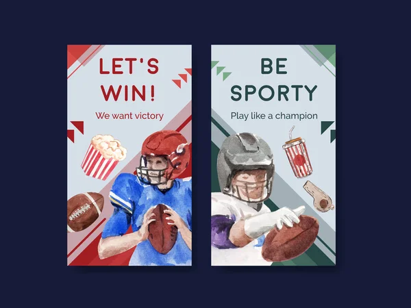 Instagram Template Met Super Bowl Sport Concept Ontwerp Voor Online — Stockvector