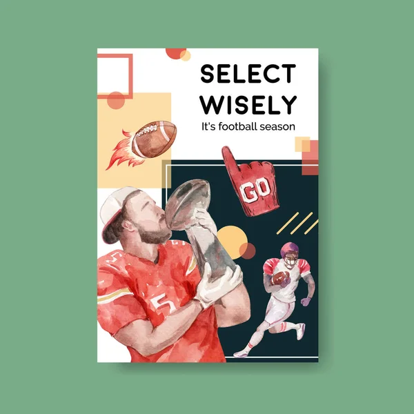 Poster Template Met Super Bowl Sport Concept Ontwerp Voor Brochure — Stockvector