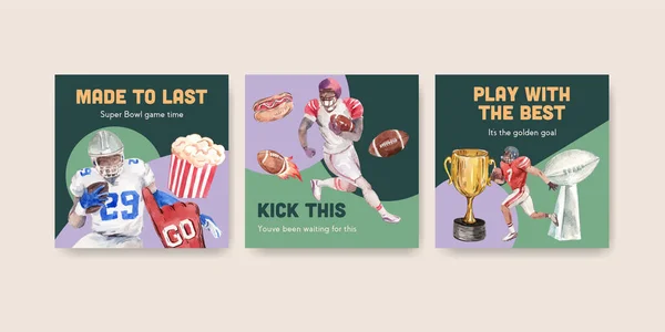 Adverteren Template Met Super Bowl Sport Concept Ontwerp Voor Marketing — Stockvector