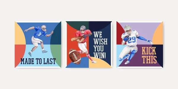 Adverteren Template Met Super Bowl Sport Concept Ontwerp Voor Marketing — Stockvector