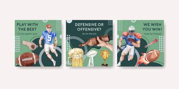 Adverteren Template Met Super Bowl Sport Concept Ontwerp Voor Marketing — Stockvector
