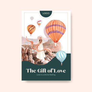 Reklam ve broşür suluboya vektör çizimi için balon fiesta konsepti tasarımlı poster şablonu