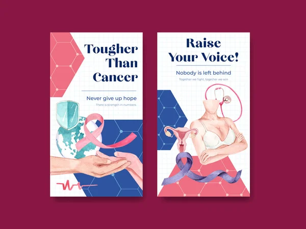 Modèle Instagram Avec Conception Concept Journée Mondiale Cancer Pour Les — Image vectorielle