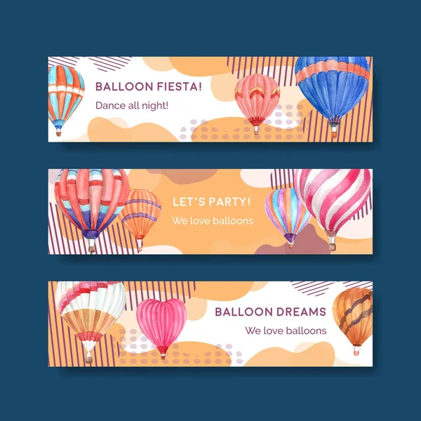 Pazarlama Suluboya Vektör Illüstrasyonunu Tanıtmak Için Balon Fiesta Konsepti Tasarımı — Stok Vektör