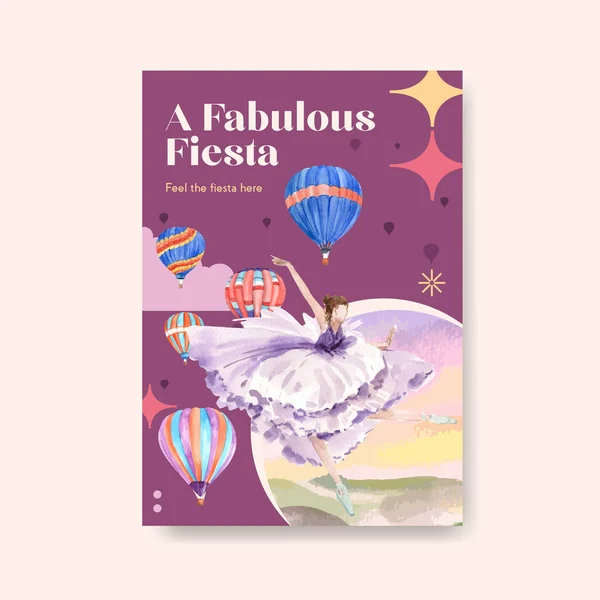 Reklam Broşür Suluboya Vektör Çizimi Için Balon Fiesta Konsepti Tasarımlı — Stok Vektör