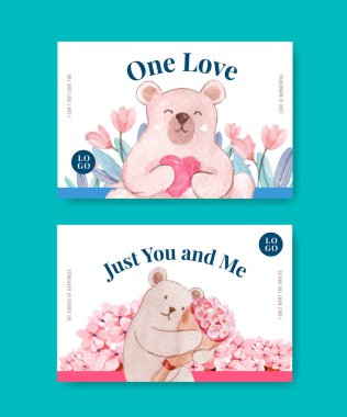 Facebook şablonu sosyal medya ve topluluk suluboya vektör illüstrasyonu kavramını seviyor