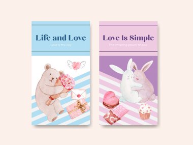 Sosyal medya ve topluluk suluboya vektör çizimi için sizi sevme şablonu