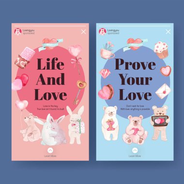 Sosyal medya ve topluluk suluboya vektör çizimi için sizi sevme şablonu