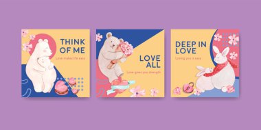 reklam şablonu pazarlama ve iş suluboya vektör çizimi için konsept tasarımınızı sevin