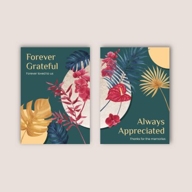 Teşekkürler kart içinde pampas çiçekli suluboya vektör çizimi