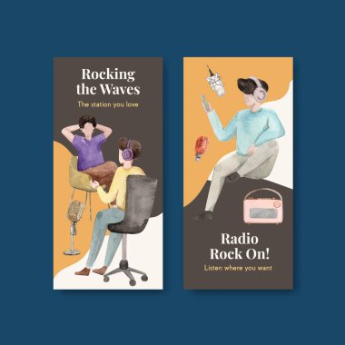 Broşür ve broşür ve broşür için dünya radyo günü konsepti tasarımlı el ilanı şablonu