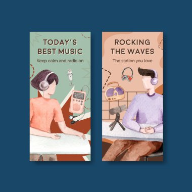 Broşür ve broşür ve broşür için dünya radyo günü konsepti tasarımlı el ilanı şablonu