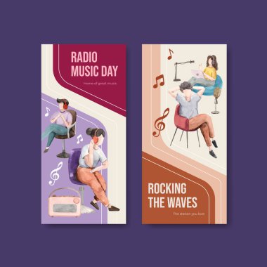 Broşür ve broşür ve broşür için dünya radyo günü konsepti tasarımlı el ilanı şablonu