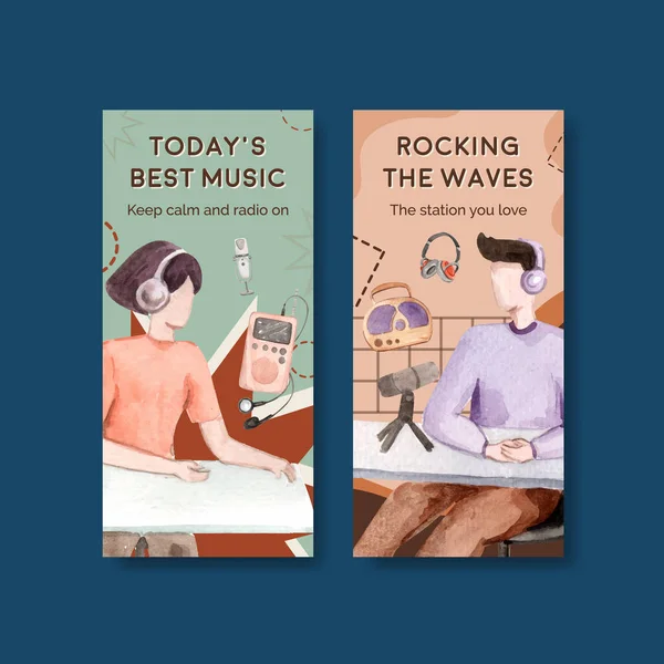 Broşür ve broşür ve broşür için dünya radyo günü konsepti tasarımlı el ilanı şablonu