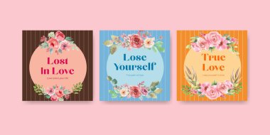 İş ve pazarlama suluboya vektör çizimi için aşk açan konsept tasarımı ile reklam şablonu