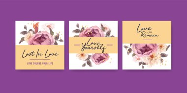 İş ve pazarlama suluboya vektör çizimi için aşk açan konsept tasarımı ile reklam şablonu