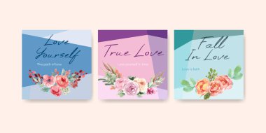 İş ve pazarlama suluboya vektör çizimi için aşk açan konsept tasarımı ile reklam şablonu