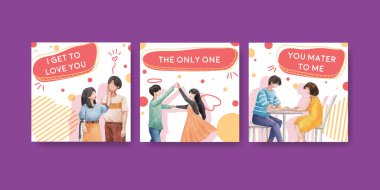 İş ve pazarlama suluboya vektör çizimi için cennet aşk konsepti tasarımı ile reklam şablonu