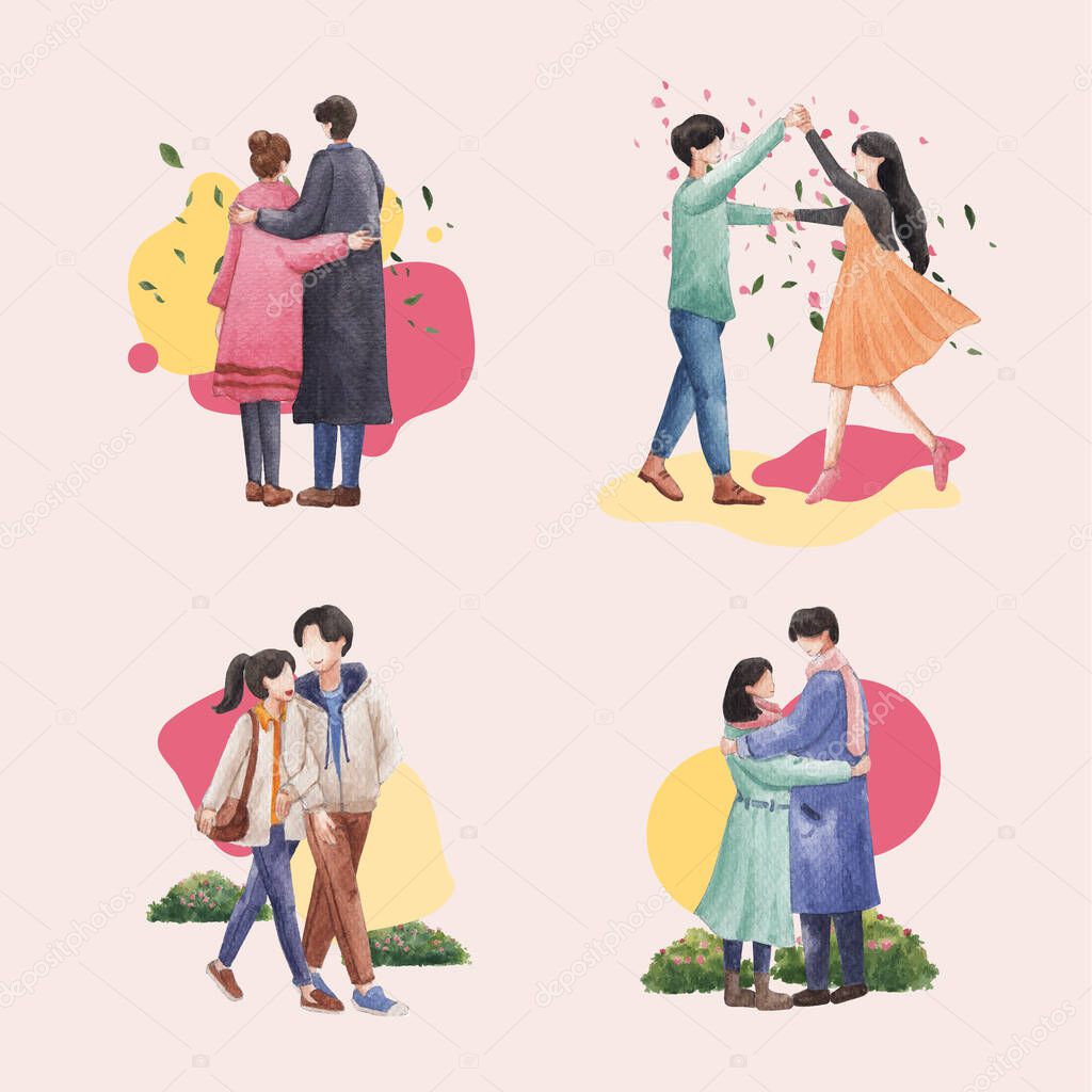 Bouquet with paradise love concept design watercolor vector illustration