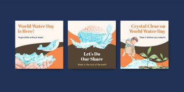 İş ve pazarlama suluboya vektör çizimi için dünya su günü konsepti tasarımı ile reklam şablonu