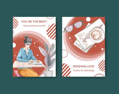 Dünya Su Günü konsept tasarımı ile kart şablonu suluboya vektör çizimi çizimi