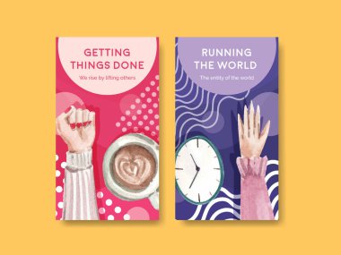 Sosyal medya ve dijital pazarlama suluboya vektör çizimi için dünya su günü konsept tasarımı ile Instagram şablonu