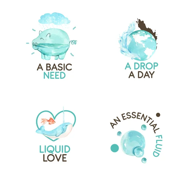 Dünya Günü Kavramına Sahip Logo Tasarımı Suluboya Vektör Çizimi — Stok Vektör