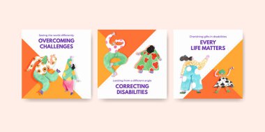 Suluboya illüstrasyonunun pazarlanması için dünya aşağı sendromlu gün konsepti tasarımı ile reklam şablonu