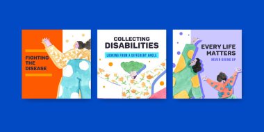 Suluboya illüstrasyonunun pazarlanması için dünya aşağı sendromlu gün konsepti tasarımı ile reklam şablonu