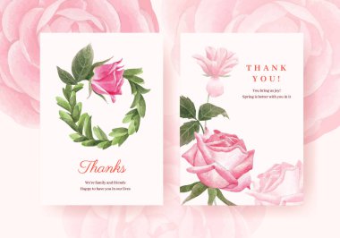 İlkbahar parlak konsept tasarımı suluboya resimli kart şablonu