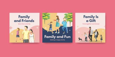 Uluslararası Aileler Günü konsept tasarım suluboya illüstrasyonuyla reklam şablonu