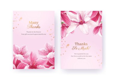 Çiçek açan kuş konsepti tasarımı suluboya resimli kart şablonu