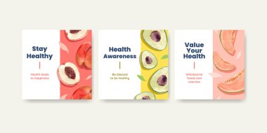 Suluboya illüstrasyonunun pazarlanması için dünya sağlık günü konsept tasarımı ile reklam şablonu