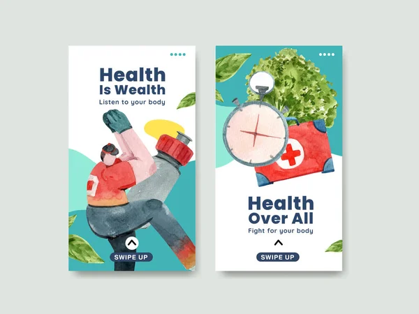 Modèle Instagram Avec Conception Concept Journée Mondiale Santé Pour Illustration — Image vectorielle