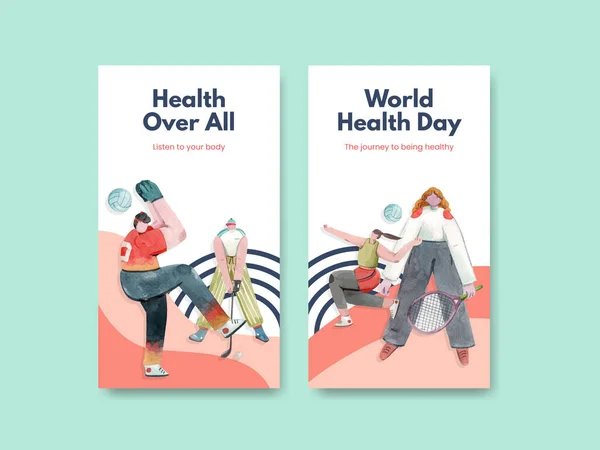 Modèle Instagram Avec Conception Concept Journée Mondiale Santé Pour Illustration — Image vectorielle