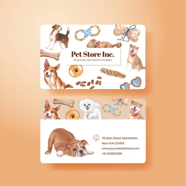 Name card template with cute dog concept,watercolor styl