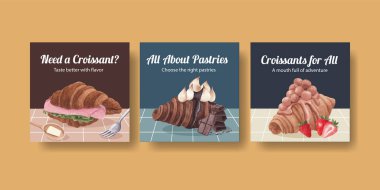 Kruvasan konsepti, suluboya stili pankart şablonu